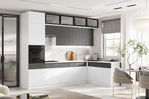 Угловой кухонный гарнитур Оливия NEW 3,0х1,8 м (Миф)